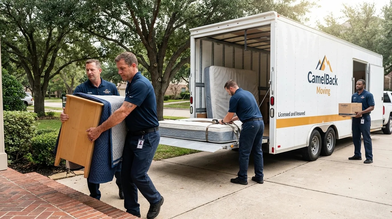 Crew loading residential truck for cross-state move from Shannon, MS