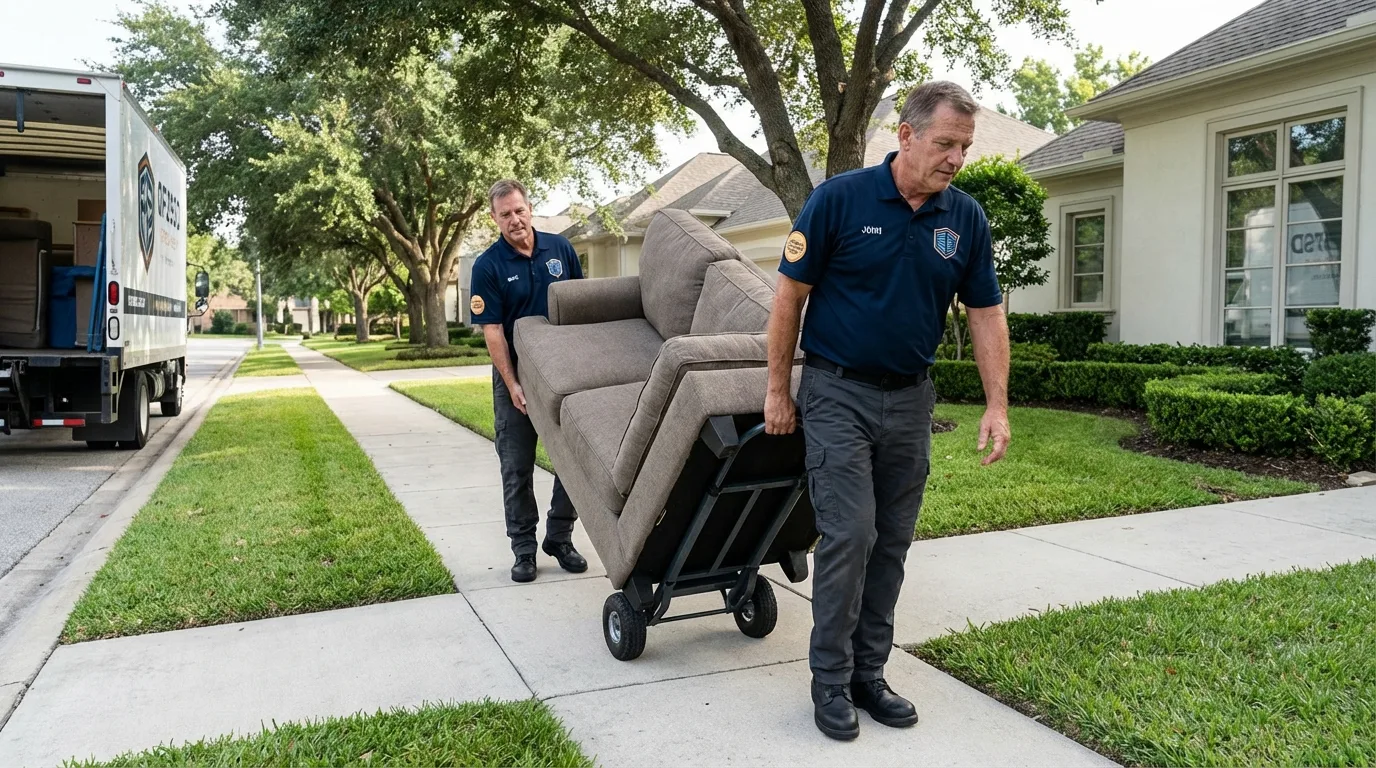 Local residential moving crew loading furniture in Shannon, MS