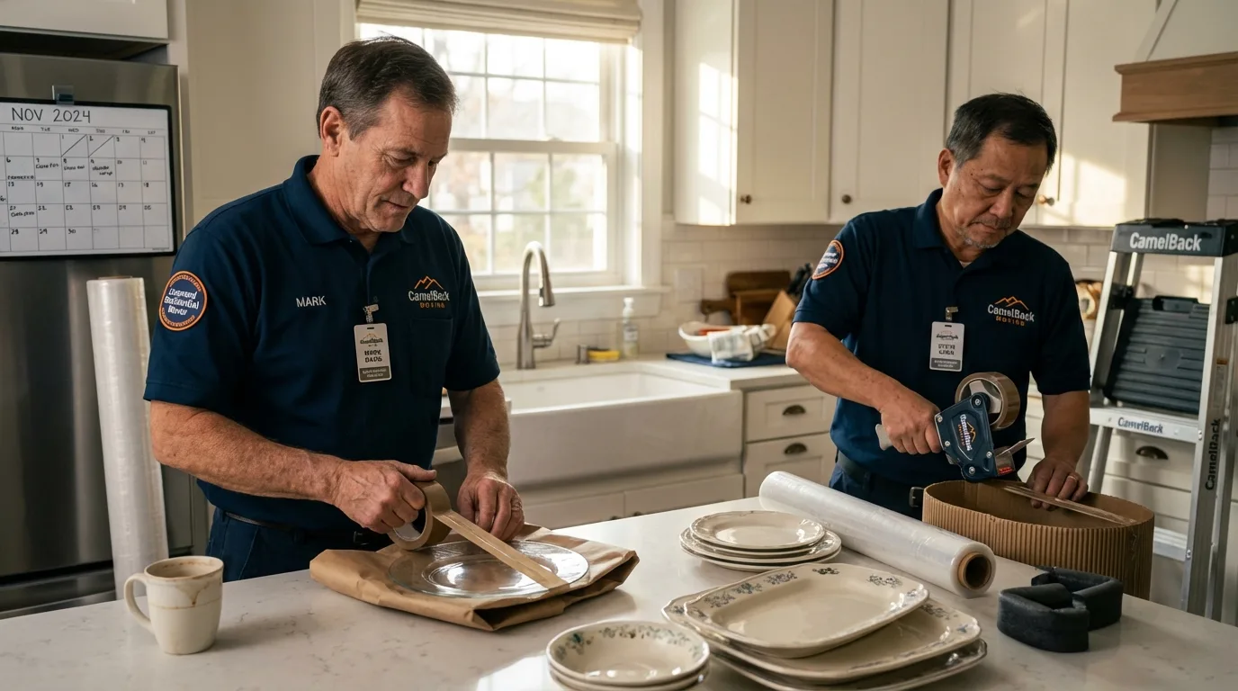 Professional crew packing kitchen dishware in Shannon, MS